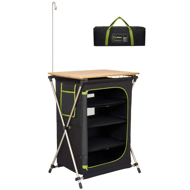 ATEPA アウトドア キッチンテーブル 折りたたみ マルチキッチンテーブル 調理 作業台 安定 抗菌 バンブー テーブル 3段ラック アルミ製の通販は