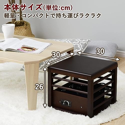 メトロ電気工業 一人用 こたつ ミニ 天板付 省エネ 幅30×奥行30×高さ26cm コルチェヒーター 温度調節機能付き MPQ-102BB_3