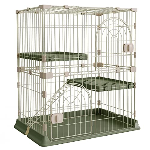 Alebert 猫ケージ キャットケージ 幅70*奥行43*高さ89cm 猫 ケージ 2段 大型 ペットケージ 折りたたみ ドア付き ワイド扉