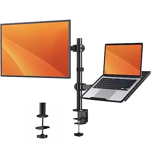 モニターアーム ノートパソコン アーム 2in1 デュアル 13〜27インチ対応 耐荷重10kg 15.6インチまで ディスプレイアーム トレの通販は