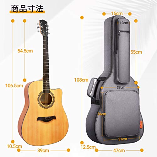 アコースティックギター ギグバッグ ネックピロー付き 18mmスポンジ アコギギター セミハード_1