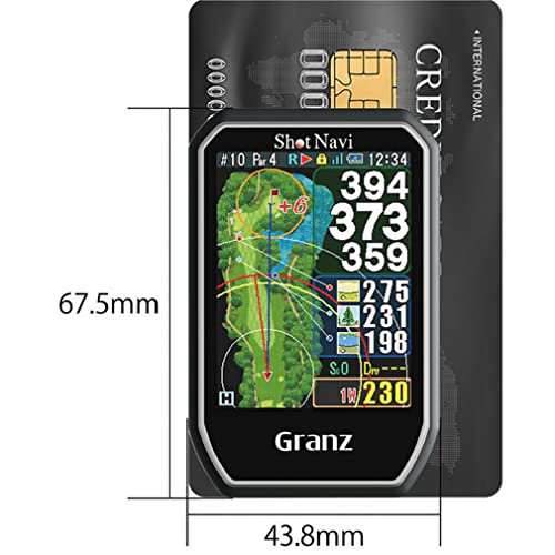 Shot Navi 日本製 Granz BK ゴルフGPS タッチパネル どでか文字 超軽量54g 日本製 最新鋭GPSチップ搭載 みち