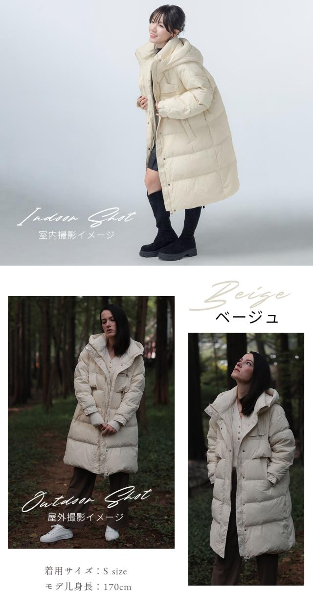 てんTisage フード付きロングダウンジャケット Tisage ダウンコート レディース ダウンジャケット ロング ダウン90