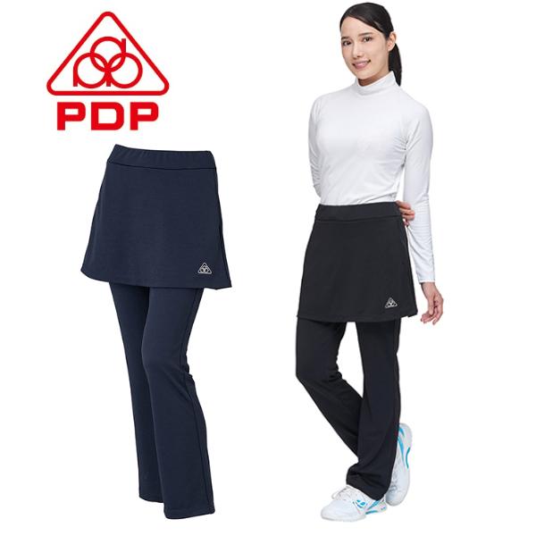 PDP ピーディーピー テニスウェア レディース ロングパンツ スコート付きパンツ スカート付き ポケット付き スリムフィット ロング パンツ ゴルフ フィットネス スポーツ ヨガ PTW-3201の通販は