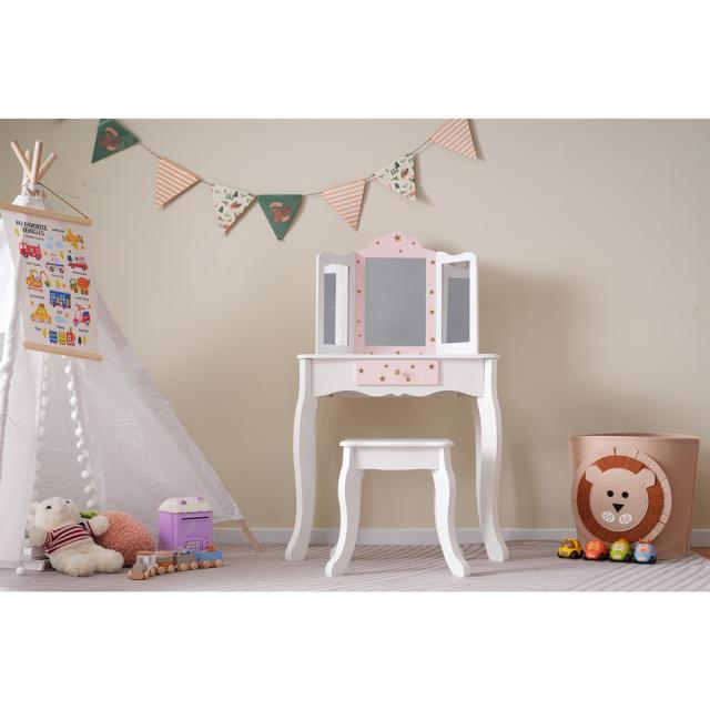 子供ドレッサー 木製 椅子付き ミラー おままごと 引き出し収納 鏡台 姫系 可愛い 小さい化粧台 おもちゃ 知育玩具 メイクセット 子供ドレッサー  木製 椅子付き ミラー おままごと 引き出し収納 鏡台 姫系 可愛い 小さい化粧台 おもちゃ 知育玩具 メイクセット おままごと ... 子供　キッズ　木製ドレッサー　ピンク　姫系　化粧台 鏡台　誕生日　ごっこ遊び