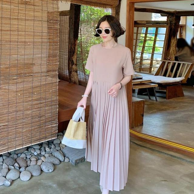 ワンピース 春 夏 秋 ロング 無地 ロングワンピース 大きいサイズ レディース ロングtシャツワンピース ロング丈 韓国ワンピース 半袖 ブラック