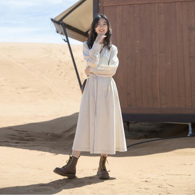 リボンタイワンピース 春新作 ワンピース リボンタイ ウエストマーク 春 夏 ロング ロングワンピース 大きいサイズ レディース シャツワンピース ロ