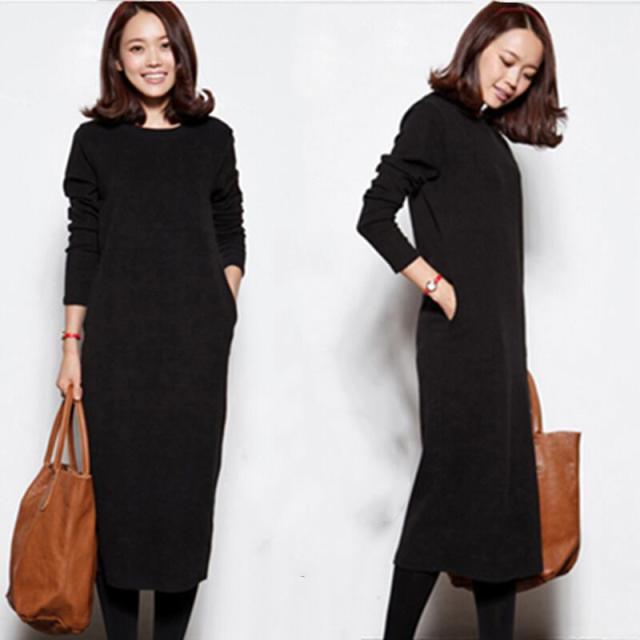ワンピース 春 夏 ロング ロングワンピース ニットワンピ 裏起毛 レディース ロング丈 長袖 韓国ワンピース ドレス 春秋