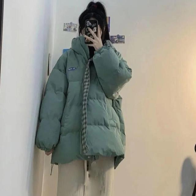 ダウンジャケット レディース ダウンジャケット ショート 秋 冬 コート レディース アウター 韓国ファッション カジュアル ワントーン 無地 グリー
