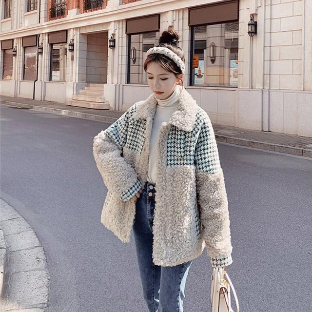 春 秋 冬 ボアジャケット レディース レディースジャケット 韓国ファッション カジュアル アウター ゆったりサイズ 無地 チェック カジュアル 20