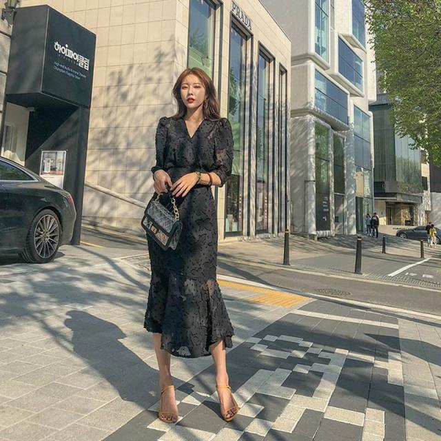 パーティードレス 結婚式 お呼ばれドレス 結婚式のお呼ばれ 20代 30代 40代 フォーマルドレス 袖あり 結婚式 ワンピース 黒 ロングワンピース 2