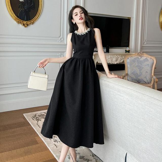 パーティードレス 結婚式 お呼ばれドレス 結婚式のお呼ばれ 20代 30代 40代 フォーマルドレス 結婚式 ワンピース ノースリーブ 黒 ロングワン 3