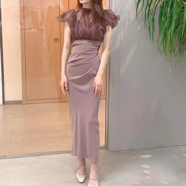 パーティードレス 結婚式 お呼ばれドレス 結婚式のお呼ばれ 20代 30代 40代 フォーマルドレス 袖あり ワンピース ロングワンピース パーティー