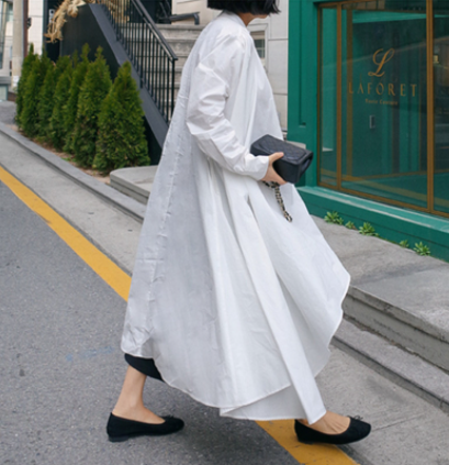 ワンピース シャツワンピース ワンピドレス l 袖あり 長袖 Vネック アシンメトリー 綿 大人可愛い きれいめ シンプル 上品 おしゃれ かっこいい ロング・マキシ丈