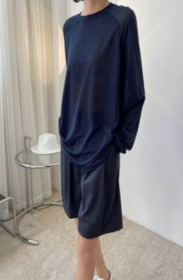 トップス Tシャツ l スウェット 袖あり 長袖 Uネック タイト 綿 お得