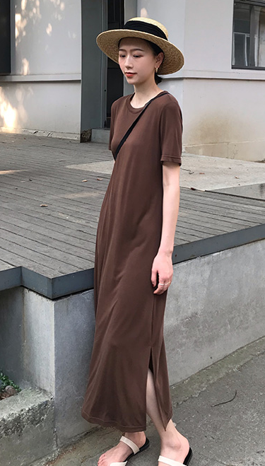 ワンピース 膝下 半袖 l 大人可愛い きれいめ 大人 おしゃれ かっこいい 大人女子 こなれ感 ラフ 無地 春 夏 秋 冬 10代 20代 30代