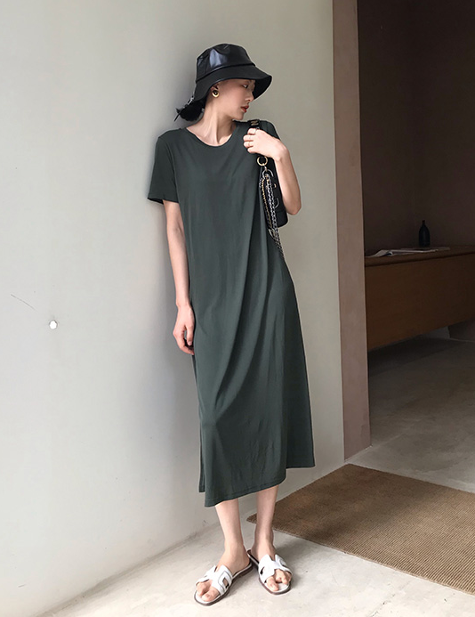 ワンピース 膝下 半袖 l 大人可愛い きれいめ 大人 おしゃれ