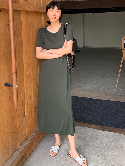 ワンピース 膝下 半袖 l 大人可愛い きれいめ 大人 おしゃれ かっこいい 大人女子 こなれ感 ラフ 無地 春 夏 秋 冬 10代 20代 30代 ワンピース 膝下 半袖 l 大人可愛い きれいめ 大人 おしゃれ