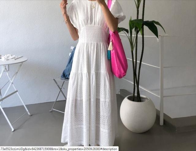 ワンピース ビンテージ ワンピース l ロング ロング丈 マキシ マキシ丈 半袖 ボリューム袖 Uネック 切り替えデザイン レース かわいい カジュア ワンピース ビンテージ ワンピース l ロング ロング丈 マキシ マキシ丈