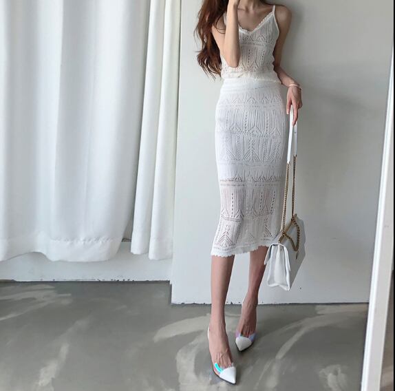 ニット編みセットアップ ニットスカート 膝下 l ミモレ丈 ロング