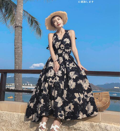 花柄シフォンワンピース ロング ロング丈 袖なし l Vネック シフォン 大人可愛い 大人可愛い ラブリー キュート ガーリー セクシー エレガント
