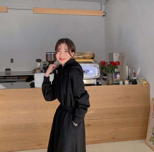 スウェットロングワンピース ロング ロング丈 l フード付き シンプル