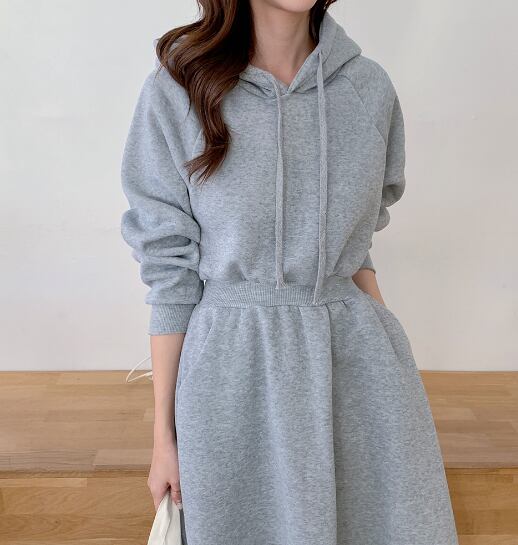 スウェットロングワンピース ロング ロング丈 l フード付き シンプル