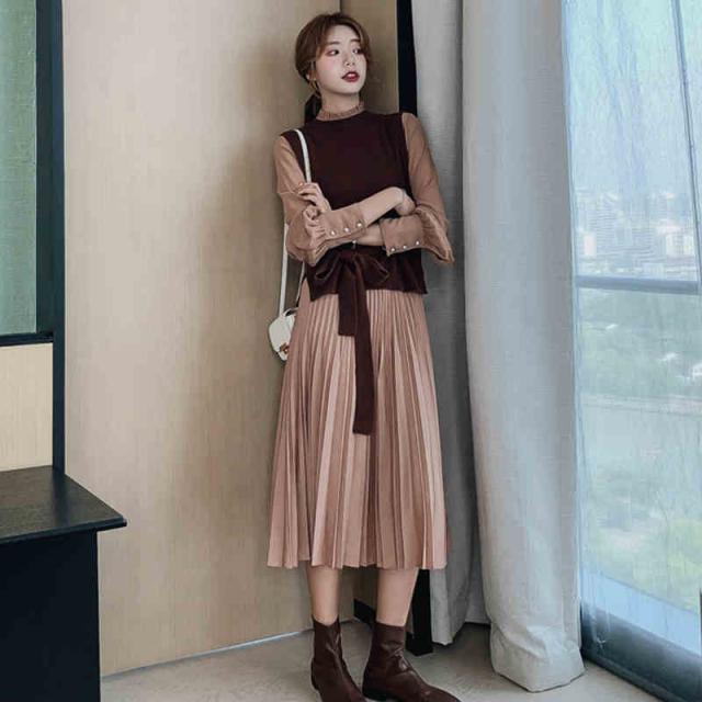 トップス ワンピース セットアップ l 膝下 ミモレ ミモレ丈 袖あり