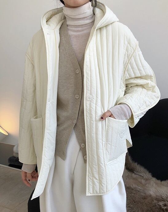 アウター ジャケット シャンパー l ミディアム丈 袖あり 長袖 フード付き ポケット 前開き キルティング シンプル カジュアル 大人 おしゃれ おの通販は 12,597円