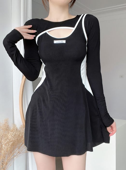 ボクサー 水着 レディース l スポーツ スリミング ウエストカバー ベリー ロングスリーブ スポーツ コンサバティブ クラシック スポーツ