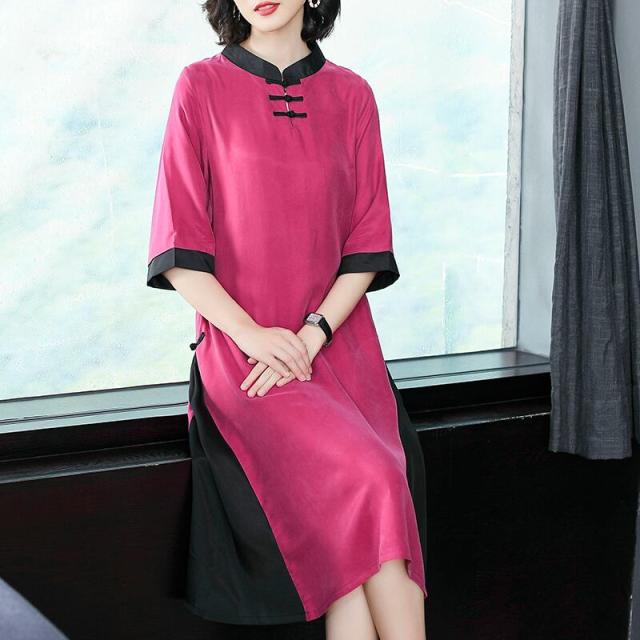 ドレス ワンピース チャイナドレス l ミモレ ミモレ丈 袖あり 半袖 5分