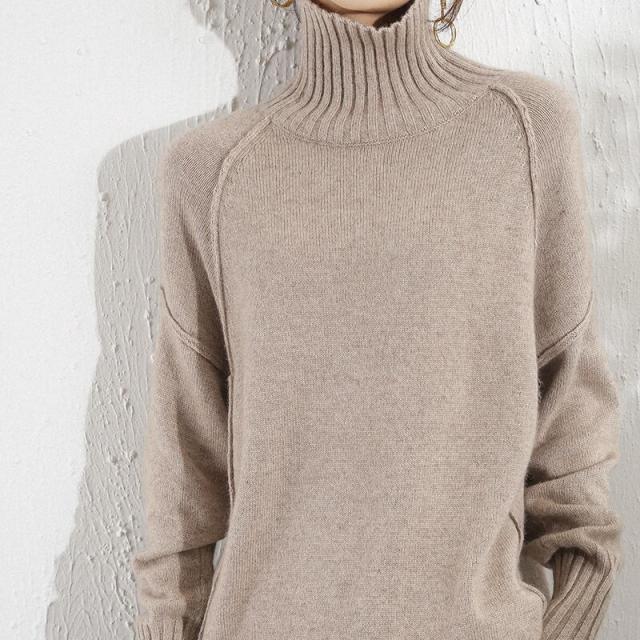 カシミヤ 長袖 ハイネック l ニット きれいめ シンプル 秋 冬 10代 20