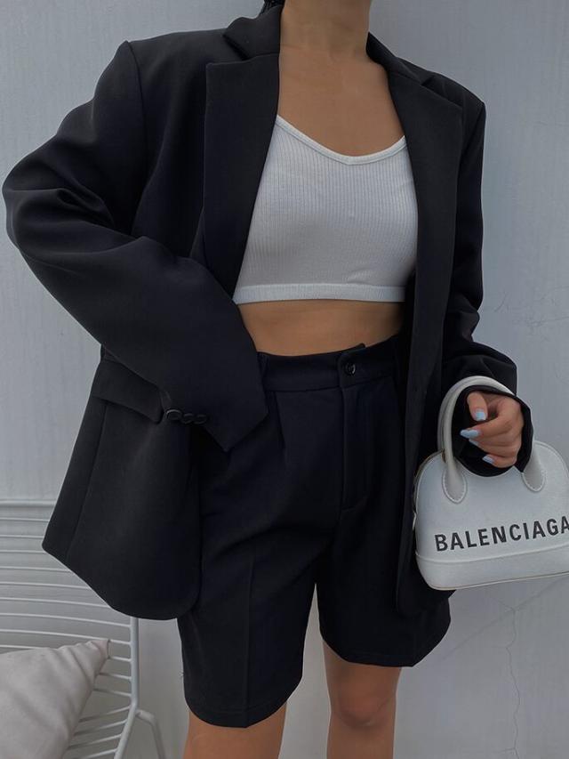 オーバーサイズテーラードジャケット アウター ジャケット 袖あり l Vネック 襟付き 前開き トロミ ポリエステル 大人可愛い きれいめ シンプル