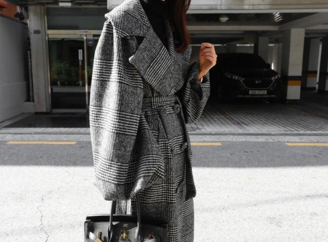 チェック柄ロングコート アウター コート l ロング丈 袖あり 長袖