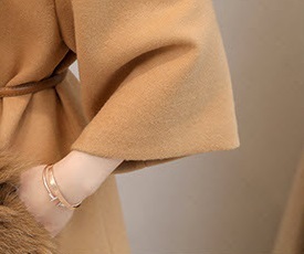 アウター ウールコート 秋 l ボリューム 襟付き 七分袖 フェイクファー