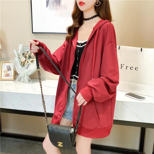 レディースジップアップパーカー 長袖 無地 l ポケット付き ドロップショルダー ボリューム袖 アウター ジャケット 上着 羽織もの 春 秋 大人可愛