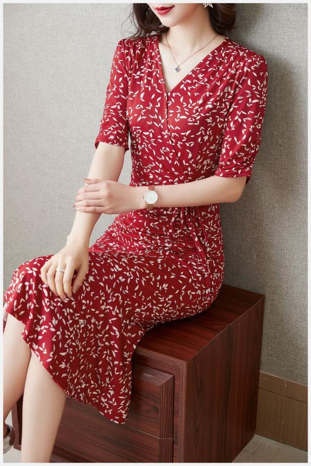 イブニングドレス Vネック 花柄 l 薄手 ロングドレス スカート きれいめ 大人可愛い シンプル カジュアル 大人 上品 お出かけ デート パーティ