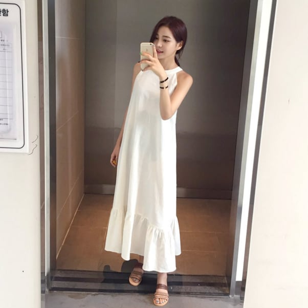 ノースリーブドレス サマードレス 夏 l 大人気 上品 袖なし マキシ丈 おしゃれ パーティー イベント リゾート 旅行 デート お出かけ 大人可愛い