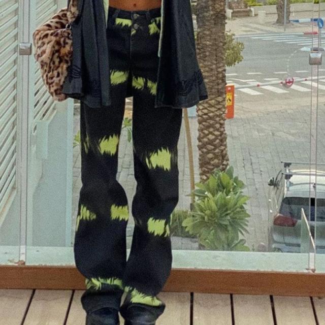 タイダイ柄 ハイウエスト デニムパンツ l パンツ Gパン ズボン ワイドパンツ ストレートパンツ ロング ロング丈 ストレート ワイド ポケット デの通販は 8,051円