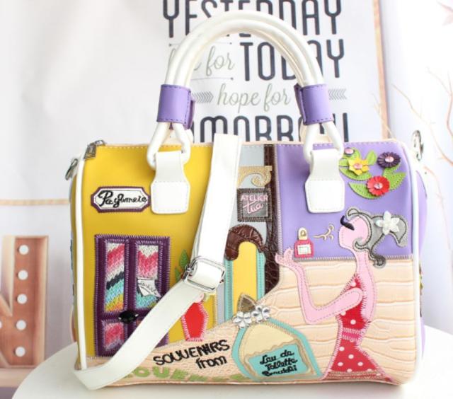 個性的 ハンドバッグ ワンショルダー ２WAY l カラフル カジュアル キュート デート  ブラック ピンク ホワイトの通販は