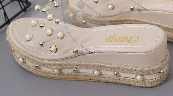 サンダル パール ビーチシューズ l 疲れにくい スクエアトゥ キラキラ