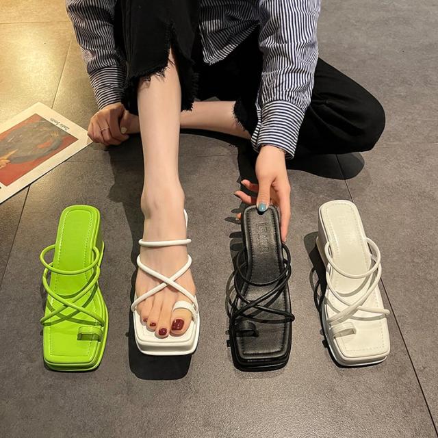 サンダル レディース 厚底 l 8cmヒール きれいめ シンプル 無地 黒 白 緑 カジュアル 春 夏 シューズ ミュール おしゃれ かっこいい 大人