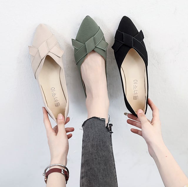 ポインテッドトウフラットパンプス シューズ パンプス l レディースパンプス ポインテッドトゥパンプス フラットシューズ フラット ポインテッドトゥの通販は