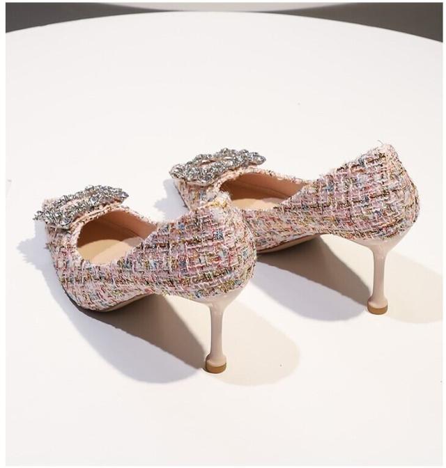 パンプス レディース l ハイヒール ビジュー かっこいい トレンド チェック柄 パーティーシューズ ピンヒール 秋 冬 黒 ピンク シューズ 靴 パンプス レディース l ハイヒール ビジュー かっこいい トレンド