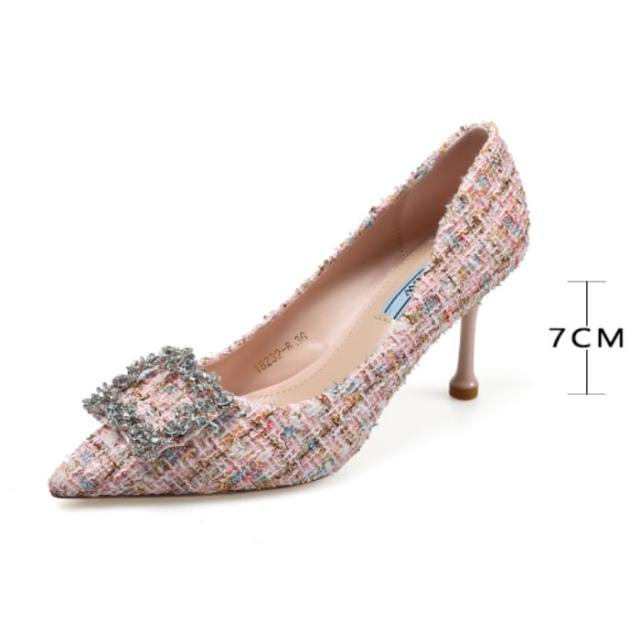 パンプス レディース l ハイヒール ビジュー かっこいい トレンド チェック柄 パーティーシューズ ピンヒール 秋 冬 黒 ピンク シューズ 靴 パンプス レディース l ハイヒール ビジュー かっこいい トレンド