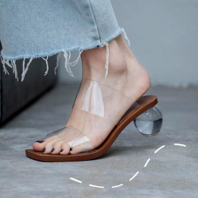 サンダル レディース シューズ l クリアサンダル おしゃれ ヒール 大人可愛い シンプル きれいめ 上品 靴 太ヒール こなれ感 ラフ感 スリッパ