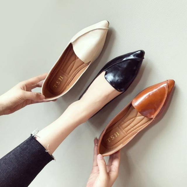 ポインテッドトゥフラットシューズ シューズ 靴 l レディースシューズ フラットシューズ フラット ポインテッドトゥ PU 大人可愛い きれいめ シン