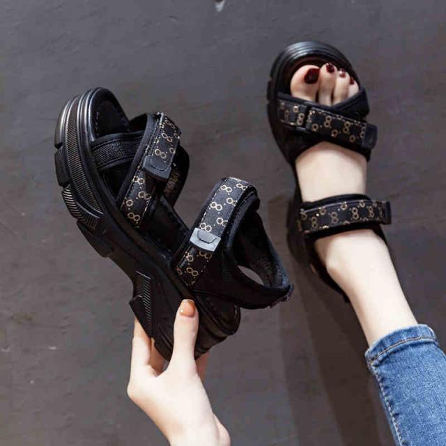 スポーツサンダル スポサン 厚底 l シューズ 靴 くつ クツ ベルクロ クロスストラップ クロス オープントゥ クッション性 5.5cmヒール スト スポーツサンダル スポサン 厚底 l シューズ 靴 くつ クツ ベルクロ