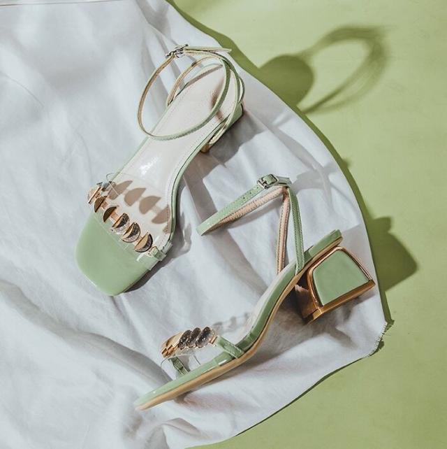 サンダル レザー クリア l チャンキーヒール スクエアトゥ オープントゥ シューズ 靴 クツ くつ アンクルストラップ 4.5cmヒール ミドルヒー サンダル レザー クリア l チャンキーヒール スクエアトゥ オープン