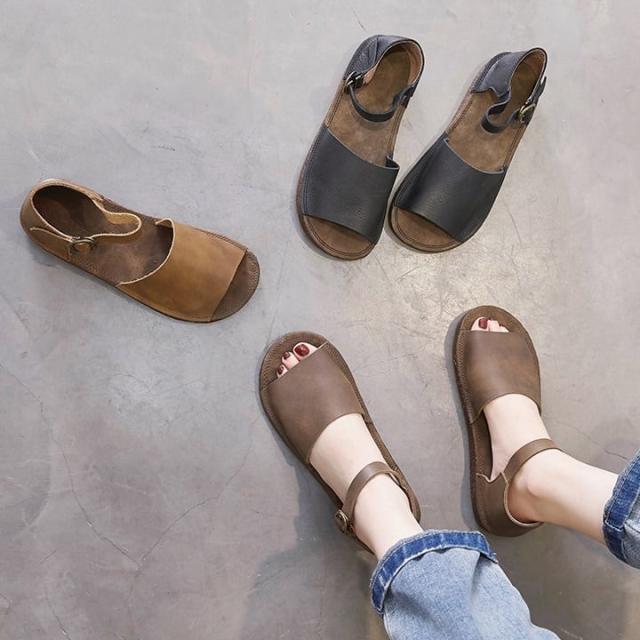 カラバリ ぺたんこ フラット l レザー サンダル シューズ 靴 くつ クツ レディースサンダル 2cmヒール ラウンドトゥ アンクルストラップ ベル